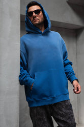 HANORAC BLUE PRESPALAT " RAW EDGE HOODIE "